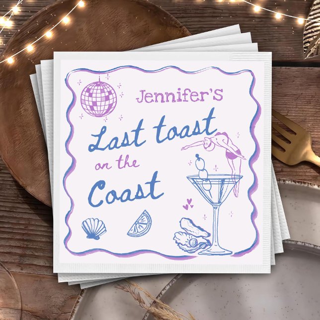 Last Toast on the Coast Beach Bachelorette Party Napkins (Creator Uploaded)