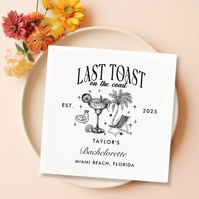 Last Toast On The Coast Beach Bachelorette Party Napkins (Creator Uploaded)