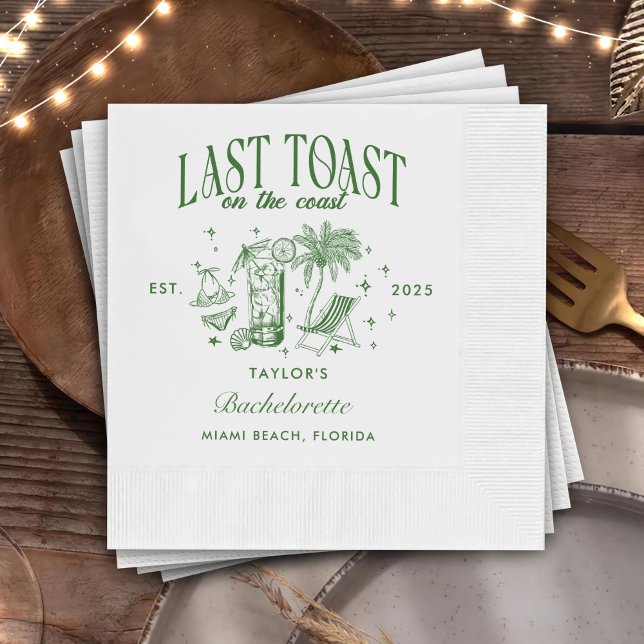 Last Toast On The Coast Beach Bachelorette Party Napkins (Creator Uploaded)