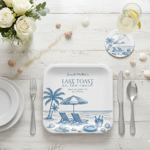 Last Toast on the Coast Beach Bachelorette Party  Paper Plates