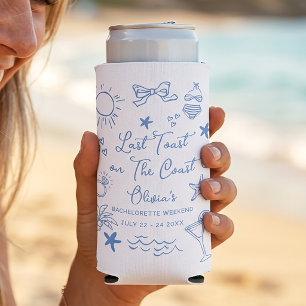 Last Toast on The Coast Beach Bachelorette Party Seltzer Can Cooler