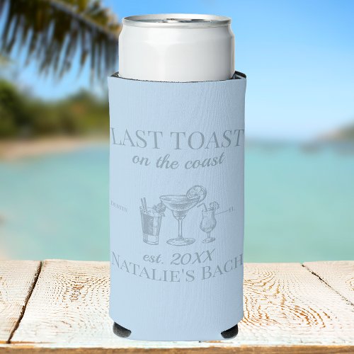 Last Toast On The Coast Beach Bachelorette Party Seltzer Can Cooler