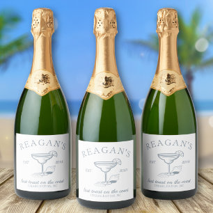 "Last Toast on the Coast" Beach Bachelorette Party Sparkling Wine Label