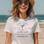 Last Toast On The Coast Beach Bachelorette Party T-Shirt<br><div class="desc">Celebrate in style with the Last Toast On The Coast Beach Bachelorette Party T-Shirt. This fun and stylish tee features a vibrant design, perfect for beach bachelorette parties. Crafted from soft, breathable fabric, it ensures comfort during all your festivities. The playful slogan and beach-themed graphics make it an ideal keepsake...</div>
