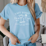 Last Toast on the coast Beach Bachelorette party  T-Shirt<br><div class="desc">Get ready to make waves with this adorable bachelorette party shirt! Whether you're hitting the beach or painting the town red, this shirt is the perfect accessory for your last celebration on the coast before tying the knot. With its fun and catchy slogan, "Last Toast on the Coast, " you'll...</div>