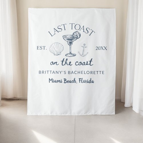 Last Toast On The Coast Beach Bachelorette Party Tapestry