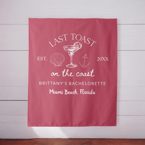 Last Toast On The Coast Beach Bachelorette Party Tapestry