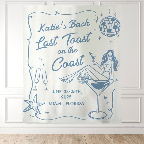 Last Toast On the Coast Beach Bachelorette Party Tapestry