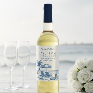 Last Toast on the Coast Beach Bachelorette Party Wine Label