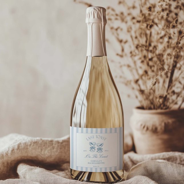  Last Toast On The Coast Beach Bachelorette  Sparkling Wine Label (Creator Uploaded)