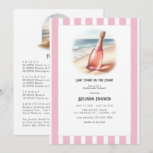 Last Toast on the Coast Beach Bachelorette Weekend Invitation