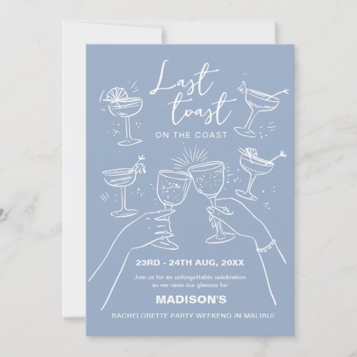 Last Toast on the Coast Beach Bachelorette Weekend Invitation