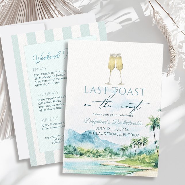 Last Toast on the Coast Beach Bachelorette Weekend Invitation (Creator Uploaded)