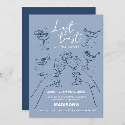 Last Toast on the Coast Beach Bachelorette Weekend Invitation