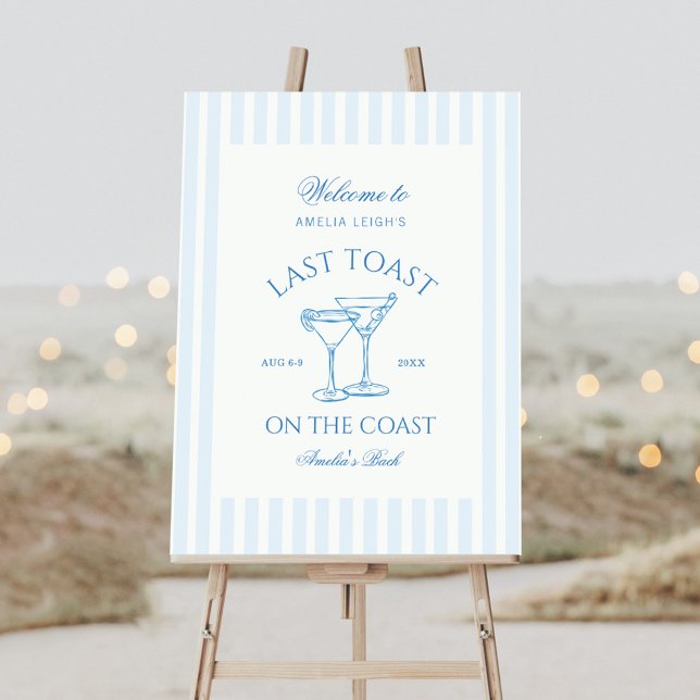 Last Toast on the Coast Beach Blue Bachelorette Foam Board (Creator Uploaded)