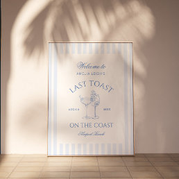 Last Toast on the Coast Beach Blue Bachelorette Poster