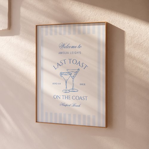 Last Toast on the Coast Beach Blue Bachelorette Poster