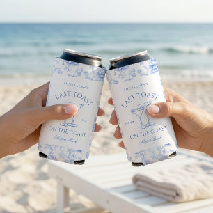 Last Toast on the Coast Beach Blue Bachelorette Seltzer Can Cooler