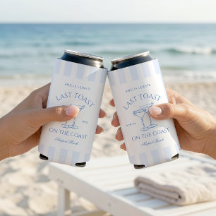 Last Toast on the Coast Beach Blue Bachelorette Seltzer Can Cooler