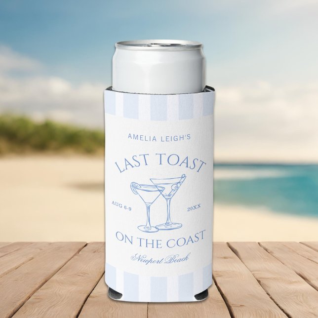 Last Toast on the Coast Beach Blue Bachelorette Seltzer Can Cooler (Creator Uploaded)
