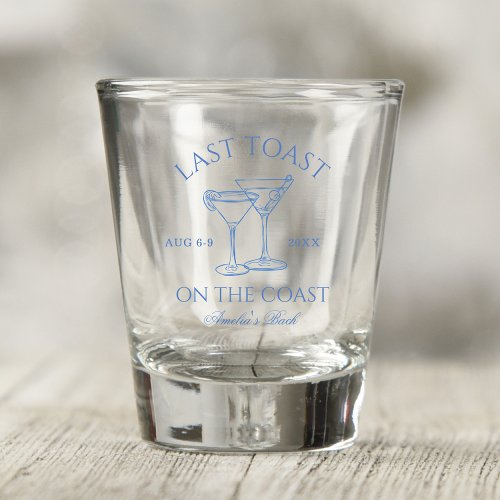 Last Toast on the Coast Beach Blue Bachelorette Shot Glass