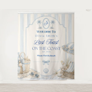 Last Toast on the Coast Beach Blue Bachelorette Tapestry