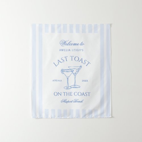 Last Toast on the Coast Beach Blue Bachelorette Tapestry