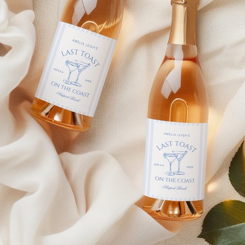 Last Toast on the Coast Beach Blue Bachelorette Wine Label