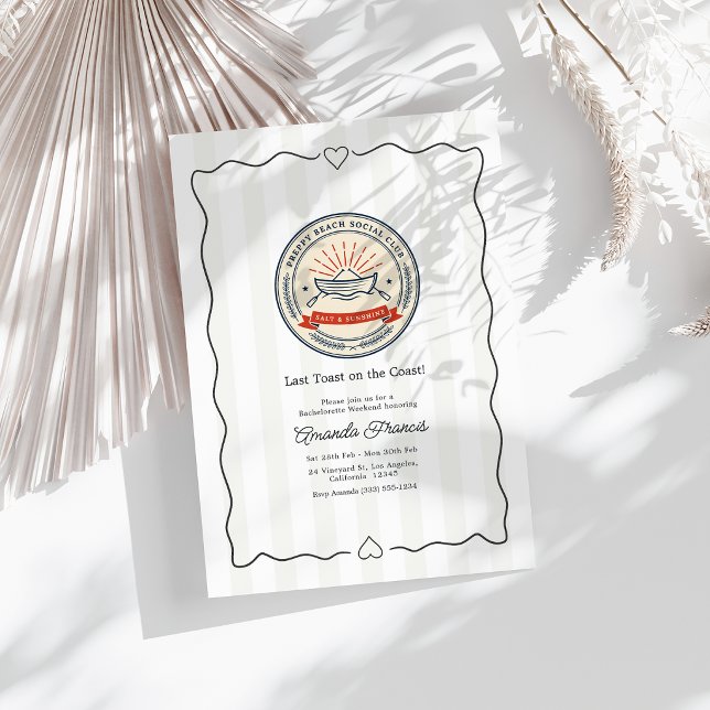 Last Toast on the Coast Beach Club Bachelorette Invitation (Last Toast on the Coast Beach Club Bachelorette Invitation)