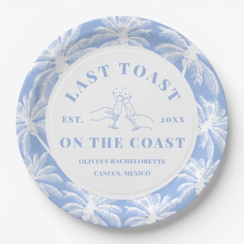 Last Toast On The Coast Beach Coastal Bachelorette Paper Plates