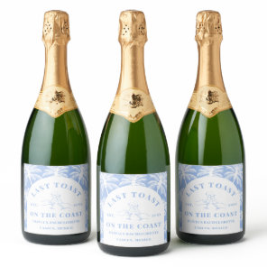 Last Toast On The Coast Beach Coastal Bachelorette Sparkling Wine Label
