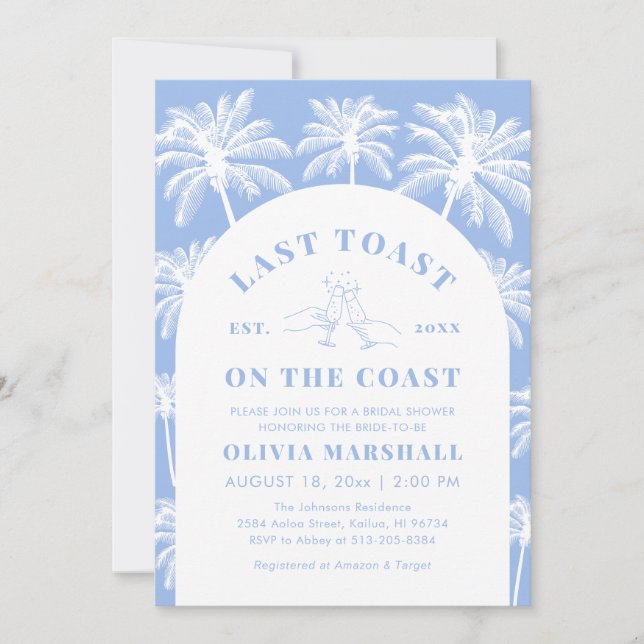 Last Toast On The Coast Beach Photo Bridal Shower Invitation (Front)
