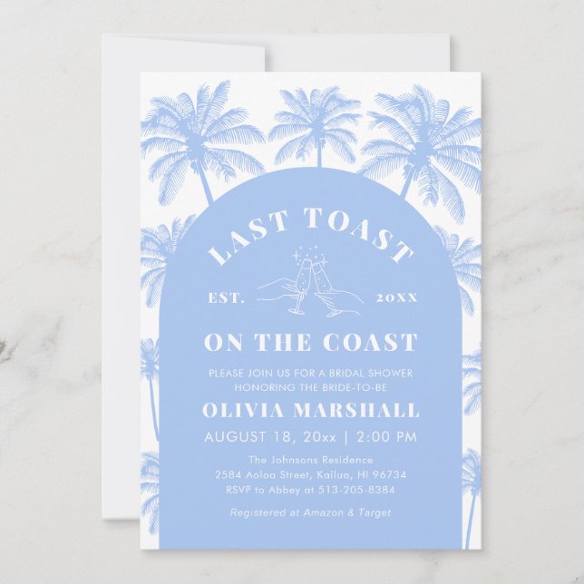 Last Toast On The Coast Beach Photo Bridal Shower Invitation (Front)
