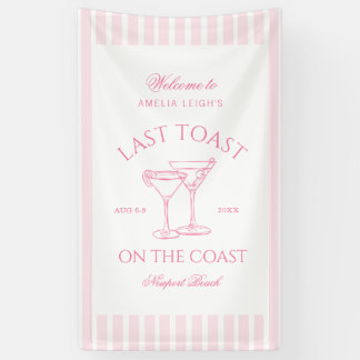 Last Toast On the Coast Beach Pink Bachelorette Banner