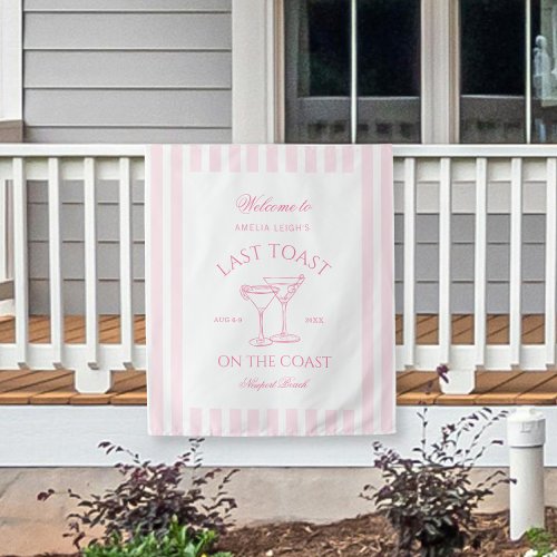 Last Toast on the Coast Beach Pink Bachelorette Tapestry