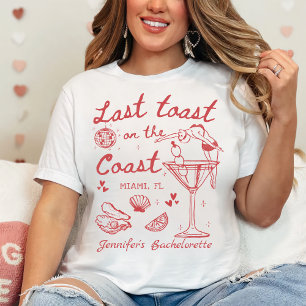 Last Toast On The Coast Beach Red Bachelorette T-Shirt