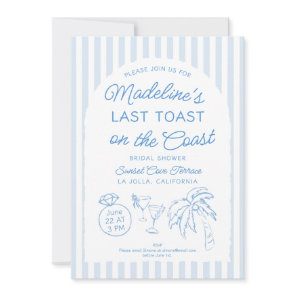Last Toast on the Coast Blue Arch Bridal Shower Invitation