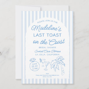 Last Toast on the Coast Blue Arch Bridal Shower Invitation