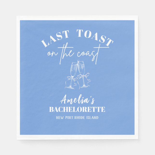 Last toast on the coast blue bachelorette party  napkins (Front)