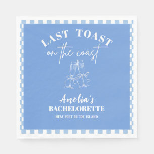 Last toast on the coast blue bachelorette party napkins