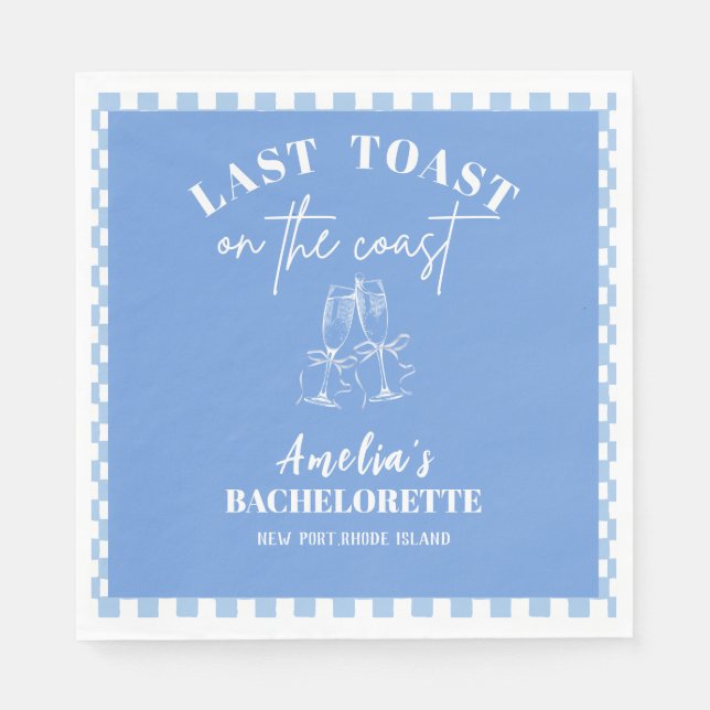 Last toast on the coast blue bachelorette party  napkins (Front)