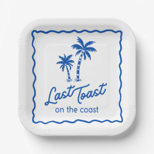Last Toast on the Coast Blue Bachelorette Party Paper Plates
