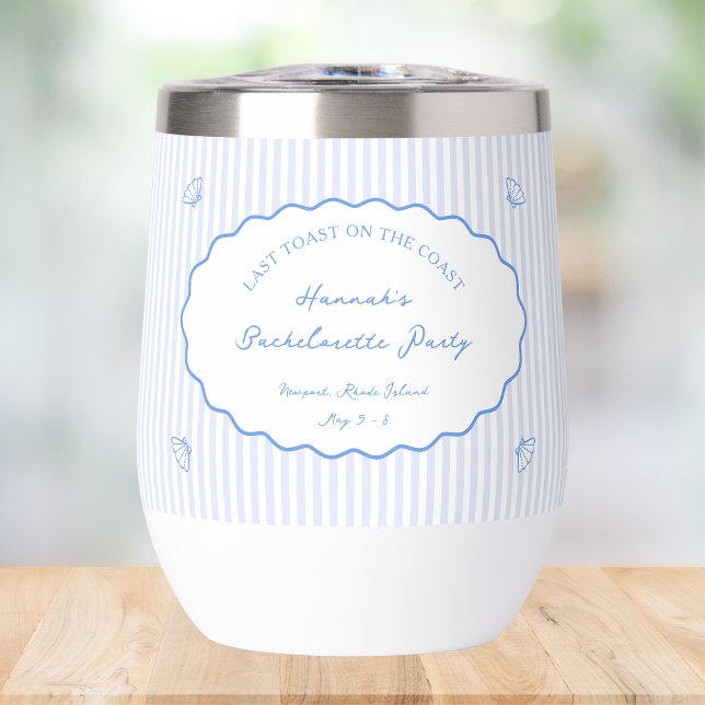 Last Toast on the Coast Blue Bachelorette Party Thermal Wine Tumbler (Creator Uploaded)