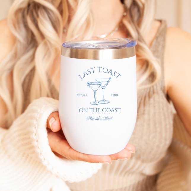 Last Toast on the Coast Blue Bachelorette Thermal Wine Tumbler (Creator Uploaded)