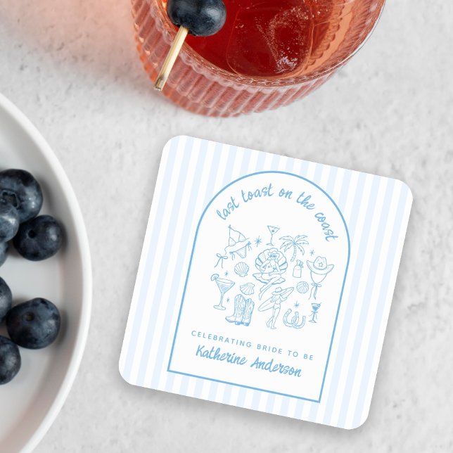 Last Toast on the Coast Blue Beach Favorites Square Sticker (Creator Uploaded)