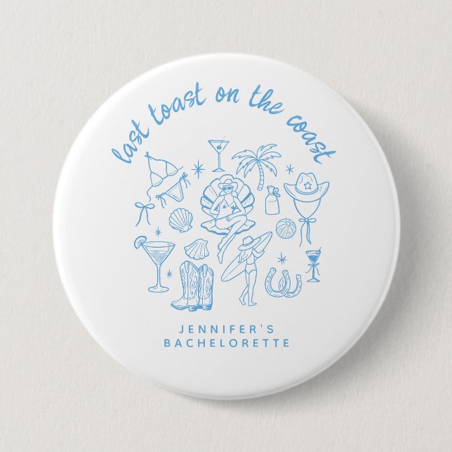 Last Toast on the Coast Blue Cowgirl Bachelorette  Button (Front)
