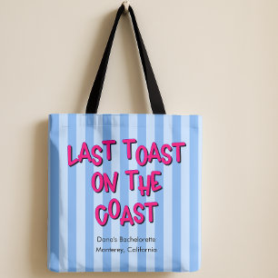 Last Toast on the Coast Blue + Hot Pink Bach Trip  Tote Bag