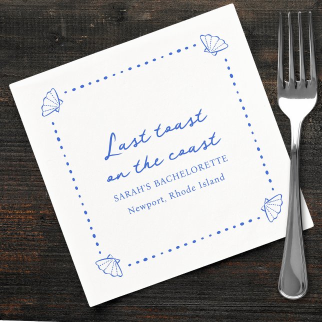 Last Toast on the Coast - Blue Shell Bachelorette Napkins (Creator Uploaded)