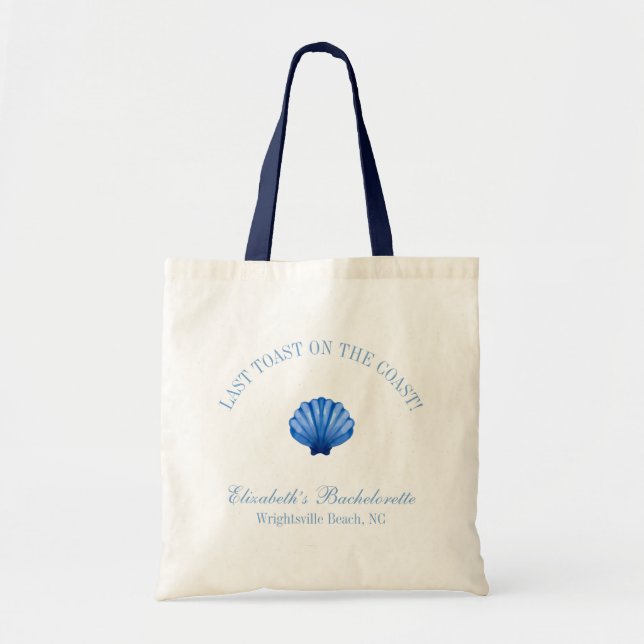 Last Toast on the Coast Blue Shell Bachelorette  Tote Bag (Front)