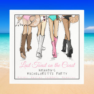 Last Toast on the Coast Boots Bachelorette Party Napkins